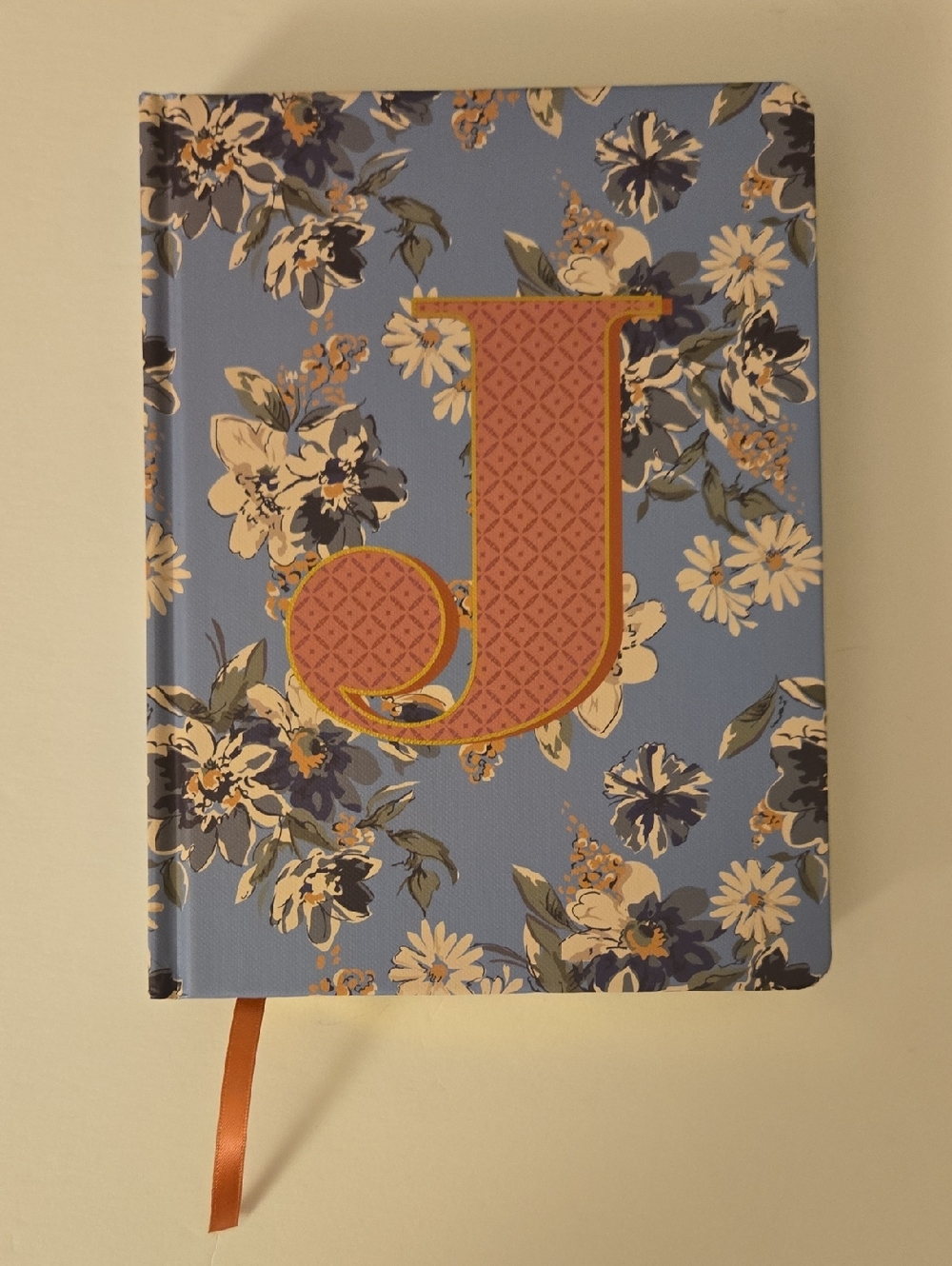 James Burke Blue And Pink "J" initial Floral Hardcover Journal